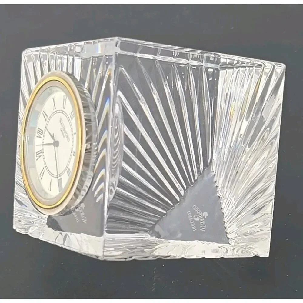 Vintage Waterford Crystal Desk Clock Meridian Cube Works PB205